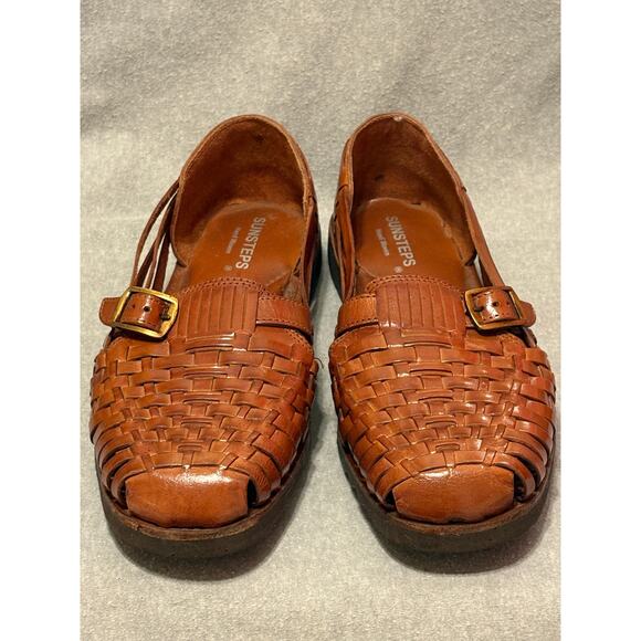 Sunsteps Size 8.5 Hand Woven Huaraches Brown Leather Women’s Shoes EUC - Picture 3 of 10